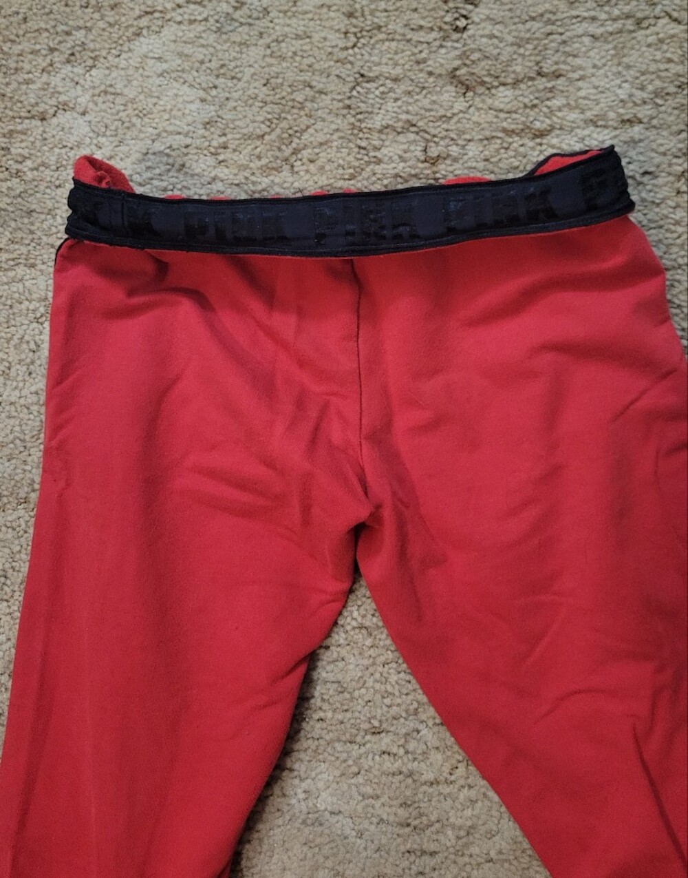 Victoria's Secret PINK Red Jogger Pants with Black & White Side Stripes - Picture 9 of 9